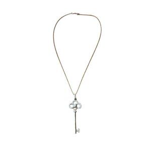 PK Sterling Silver Key Pendant Necklace Designer 16 inch